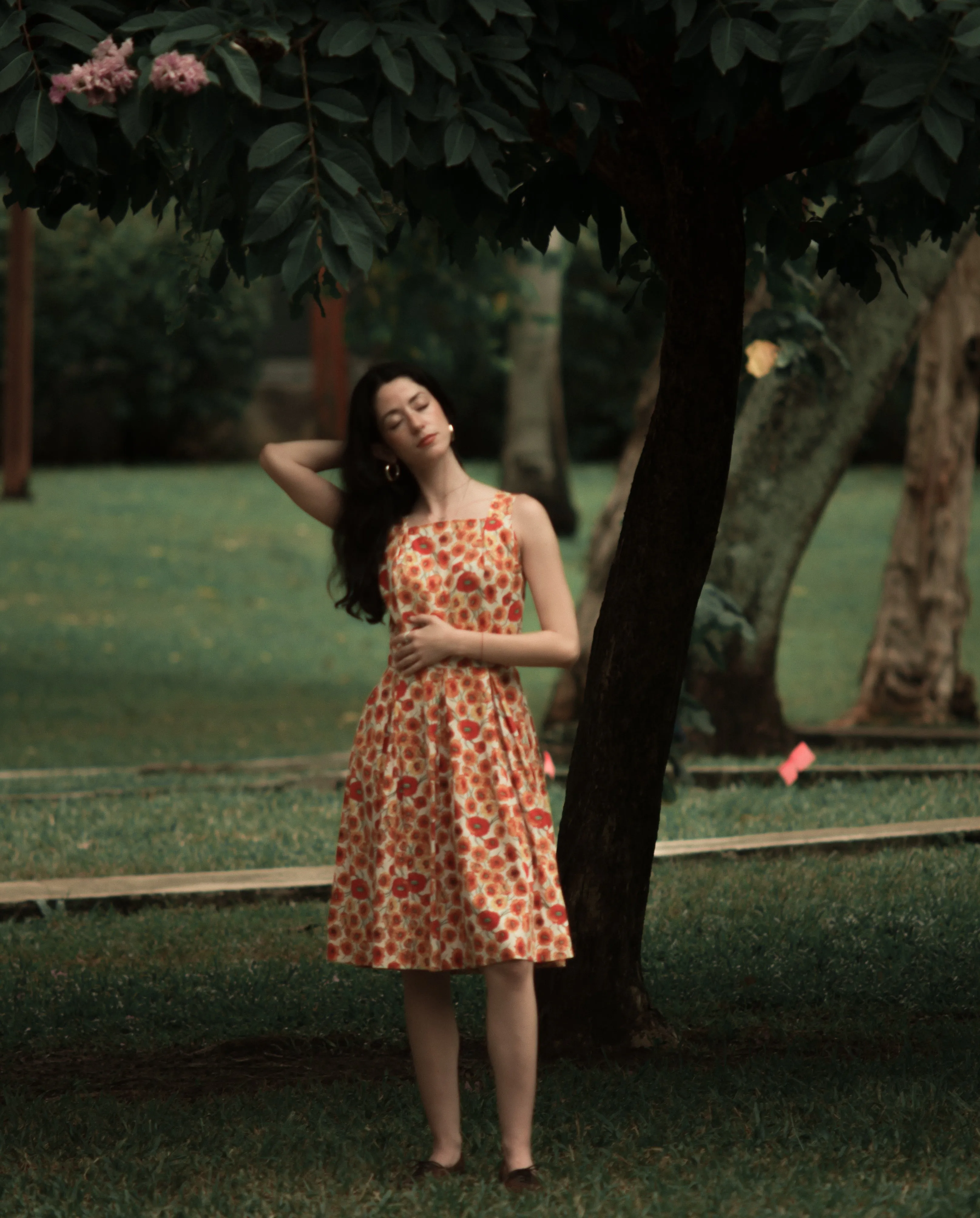 1950s/60s cotton poppy print fit and flair day dress, small-med