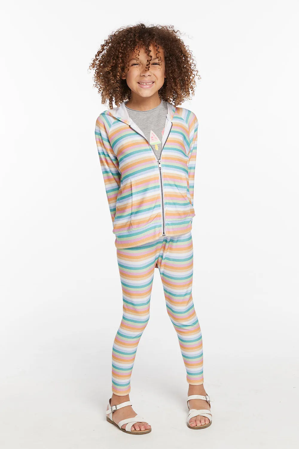 Alana Sunset Stripe Girls Zip Up Hoodie