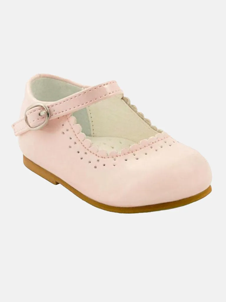 Baby Girl MARY JANE Shoes Emma Scalloped Trim - Baby Pink