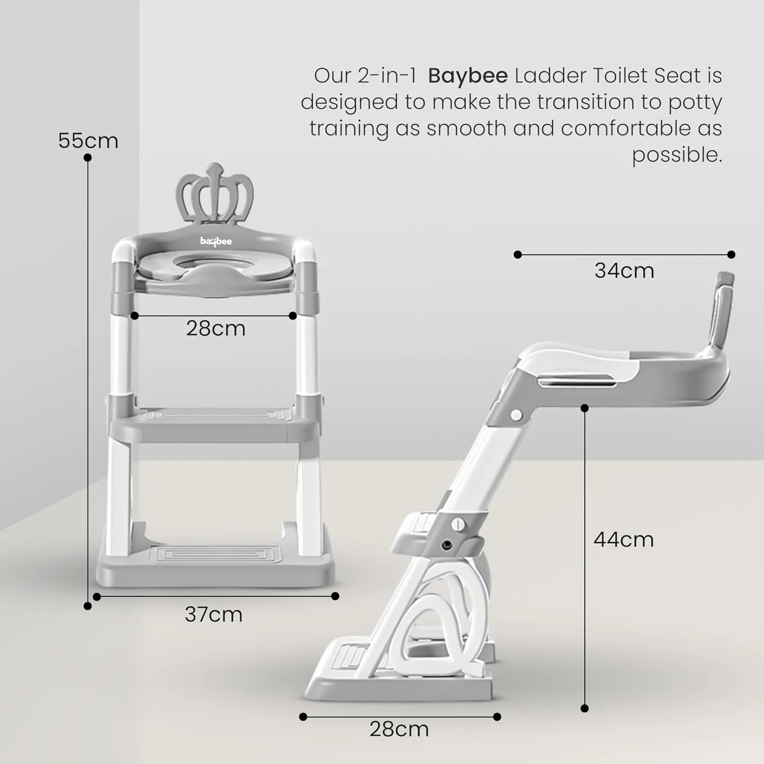 Baybee Crown Western Toilet Potty Seat for Kids, Baby Potty Training Seat Chair with Ladder, Adjustable Step Height, Cushion Seat