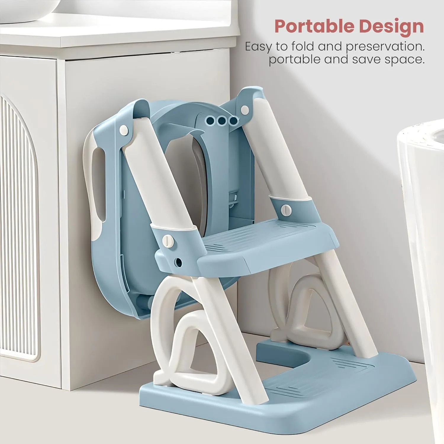 Baybee Crown Western Toilet Potty Seat for Kids, Baby Potty Training Seat Chair with Ladder, Adjustable Step Height, Cushion Seat