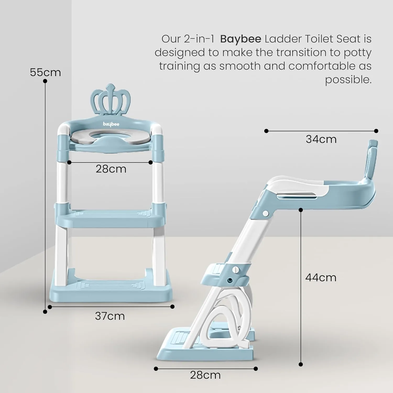 Baybee Crown Western Toilet Potty Seat for Kids, Baby Potty Training Seat Chair with Ladder, Adjustable Step Height, Cushion Seat