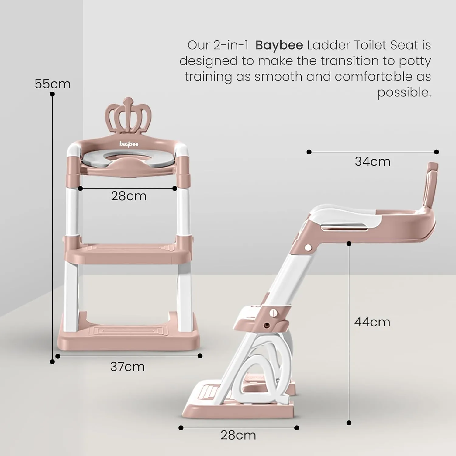 Baybee Crown Western Toilet Potty Seat for Kids, Baby Potty Training Seat Chair with Ladder, Adjustable Step Height, Cushion Seat