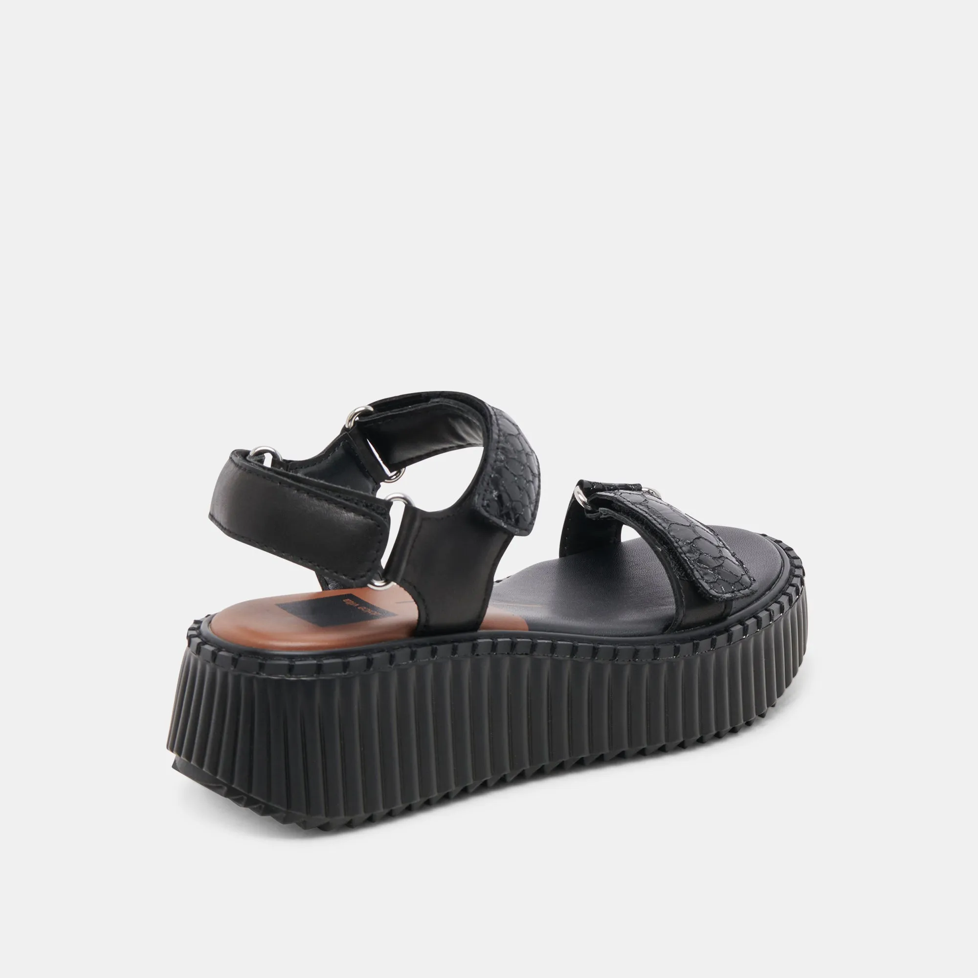 DEBRA SANDALS MIDNIGHT EMBOSSED LEATHER