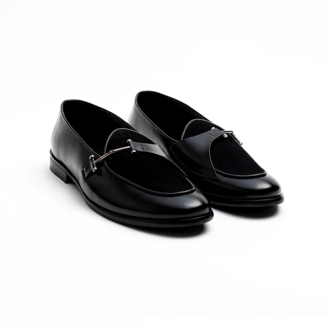 Eclecta Side Buckle Slip Ons - Black/Black