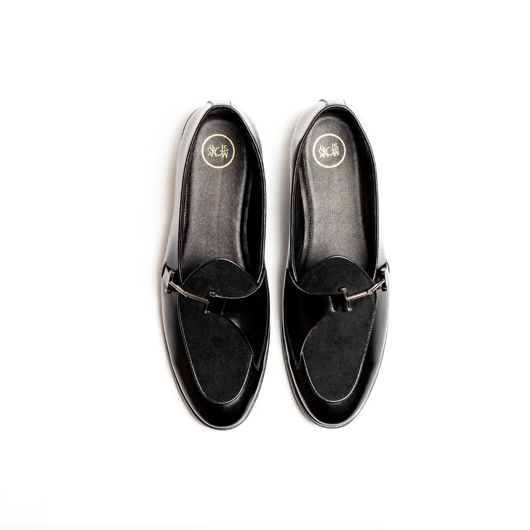 Eclecta Side Buckle Slip Ons - Black/Black