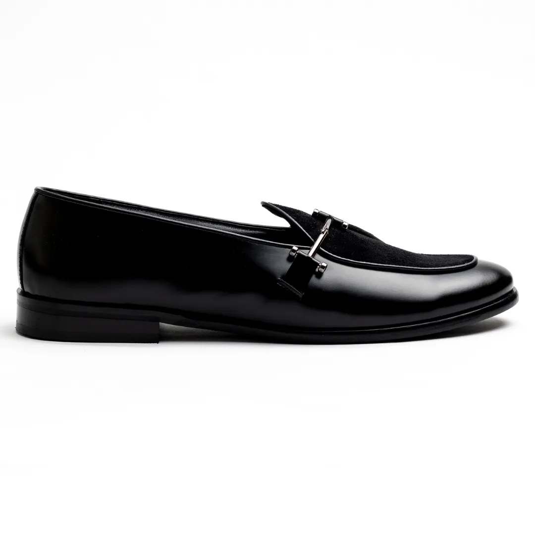 Eclecta Side Buckle Slip Ons - Black/Black