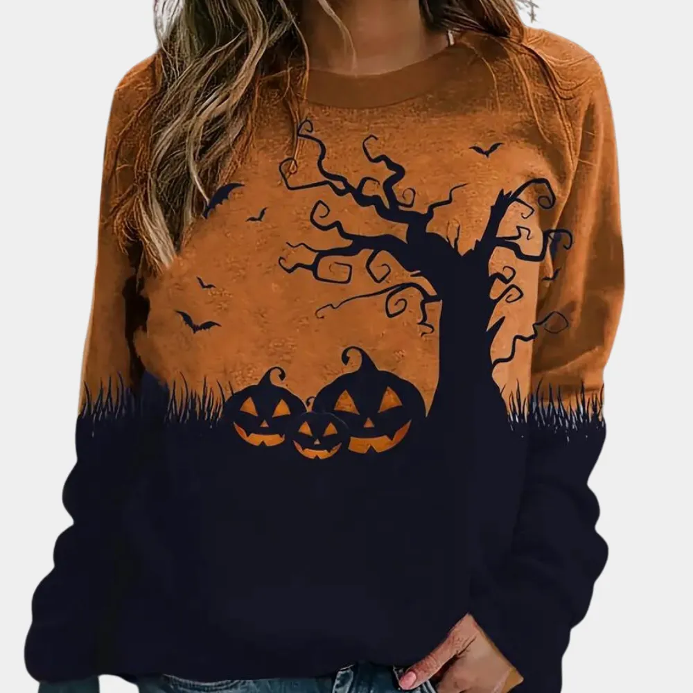 Elza - Halloween-sweatshirt med rund hals til kvinder