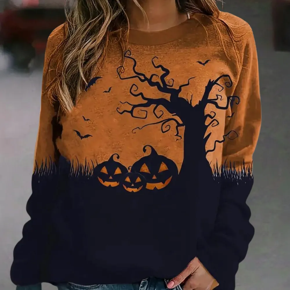 Elza - Halloween-sweatshirt med rund hals til kvinder