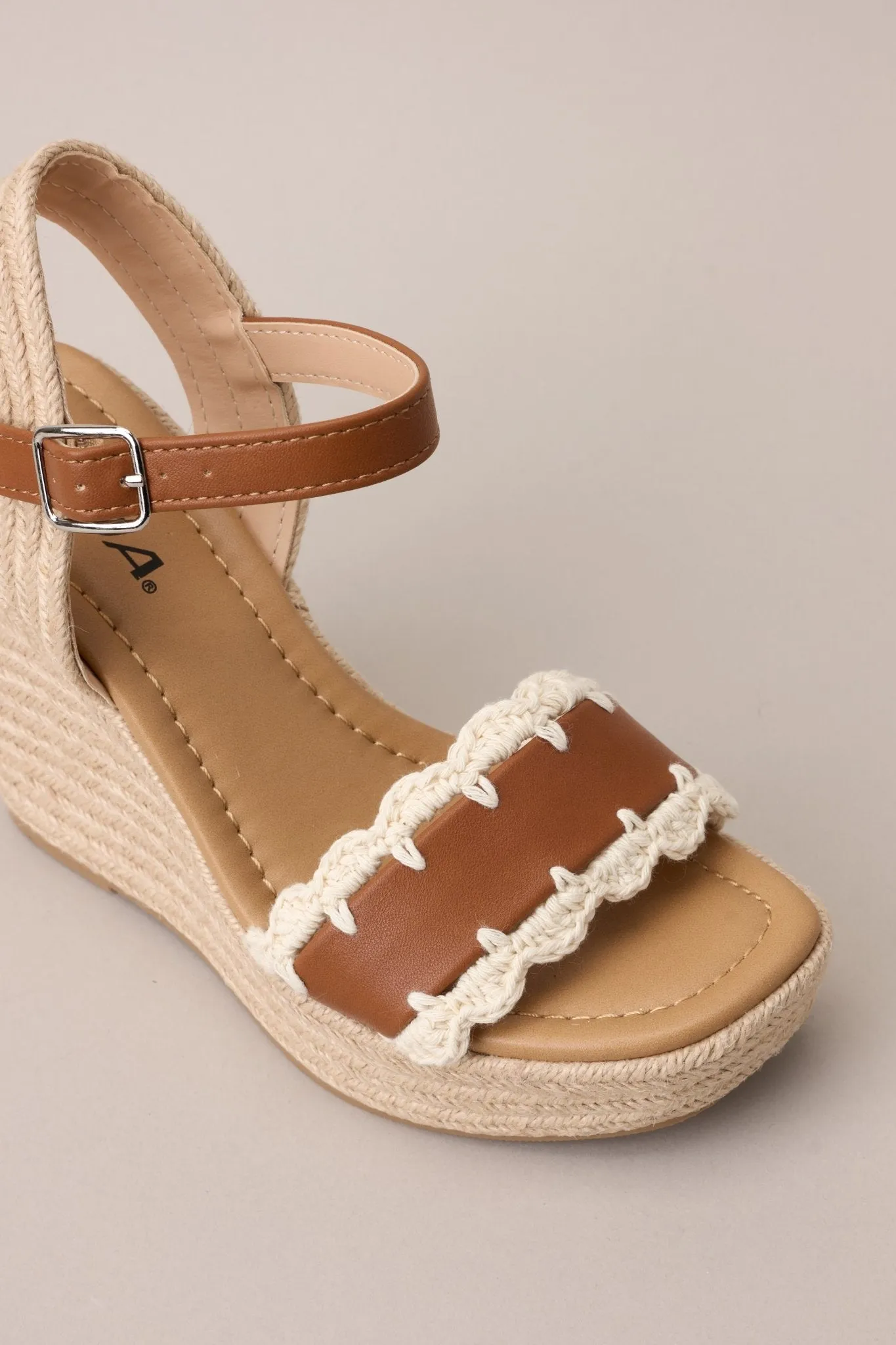 Escape to Sea Tan Scalloped Espadrille Wedge Sandals