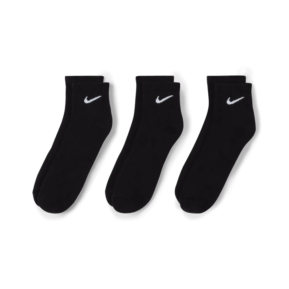 Everyday Cushioned Training Ankle Socks (3 Pairs) 'Black/White'