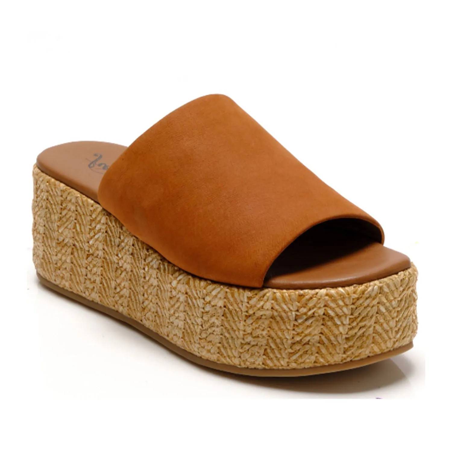 Free People Women's Harbor Raffia Flatform in Tan