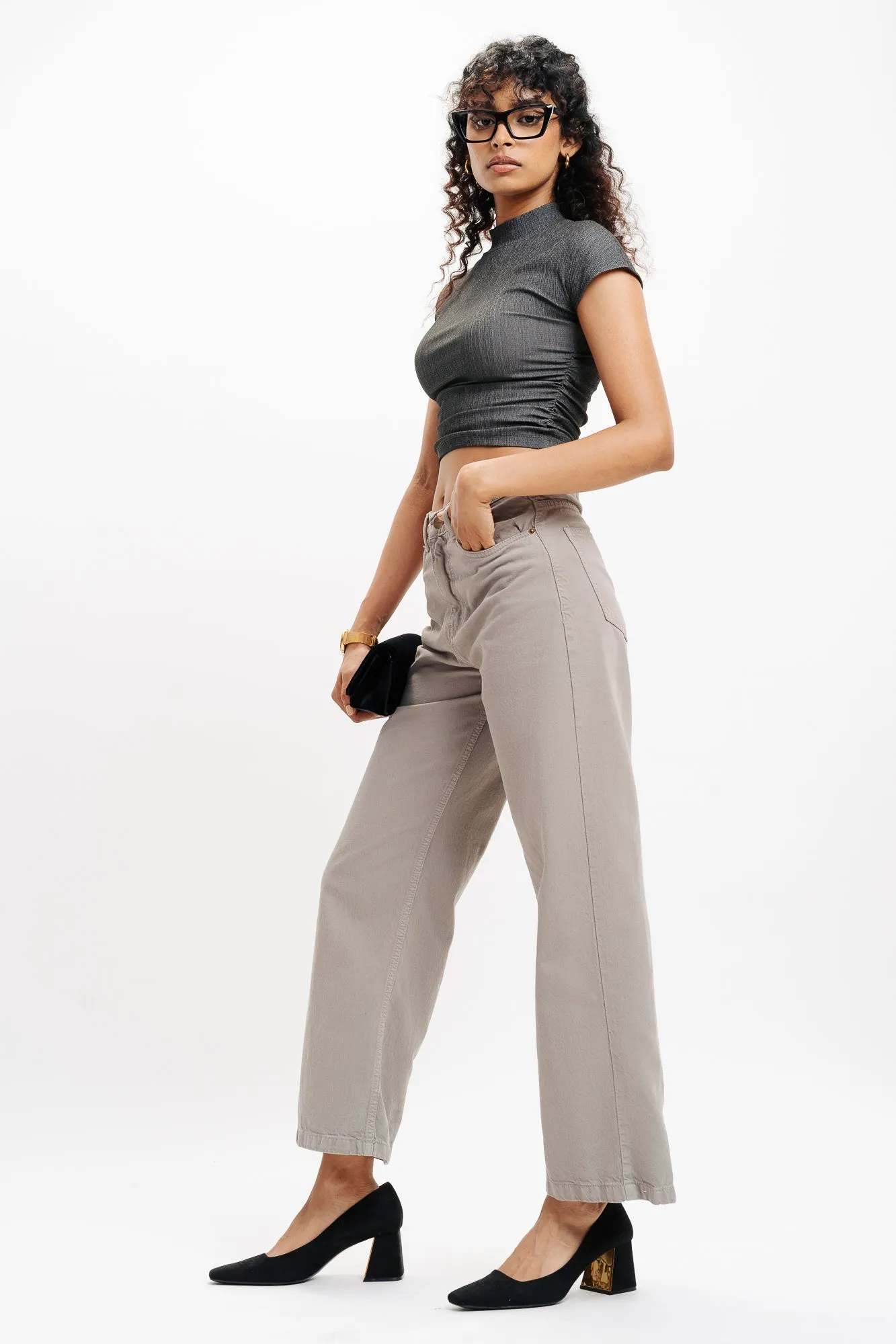 Grey Wide Leg Jeans