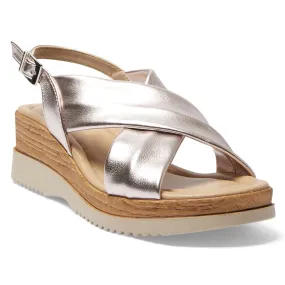 Inca Wedge in Rose Metallic Leather