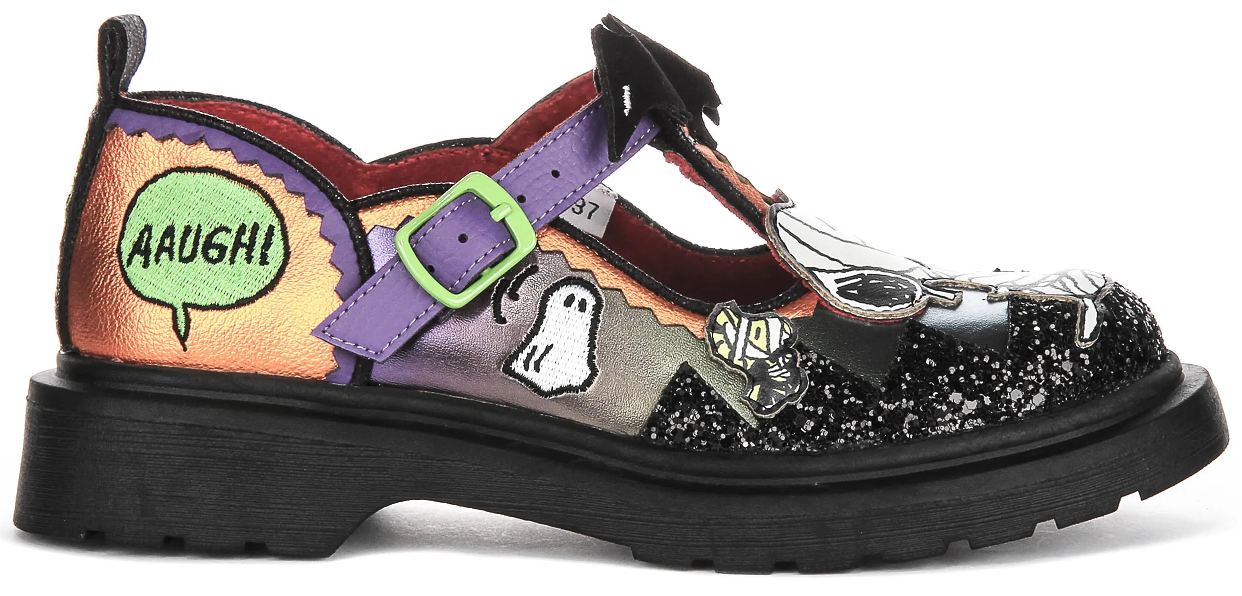 Irregular Choice X Peanuts Don't Scare Me In Black Orange