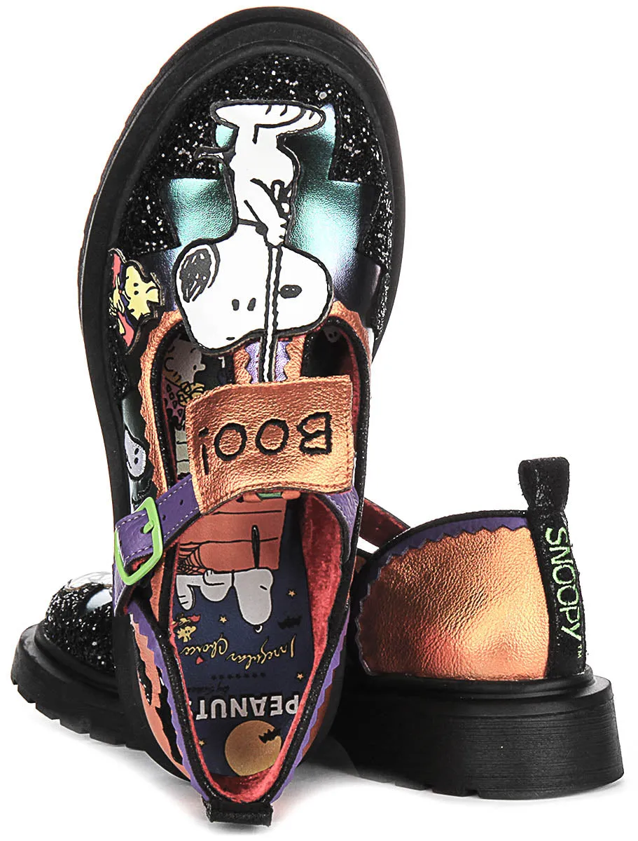 Irregular Choice X Peanuts Don't Scare Me In Black Orange