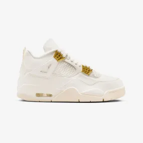 Jordan | WMN'S AIR JORDAN 4 RETRO  { SAIL/METALLIC GOLD-BLACK