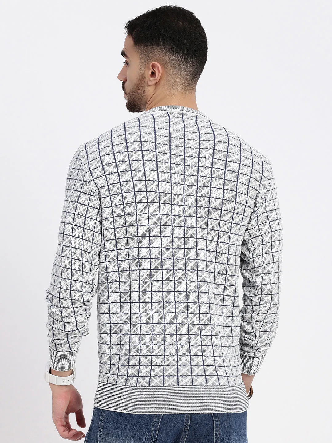 Men Grey Printed Sweater