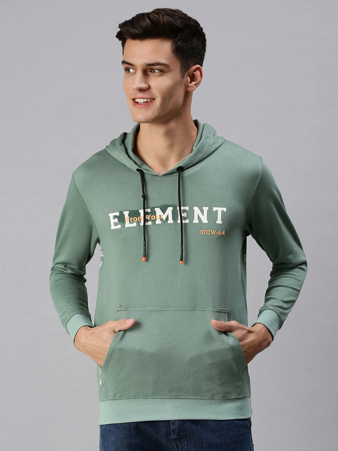 Men Hooded Green Sweatshirt