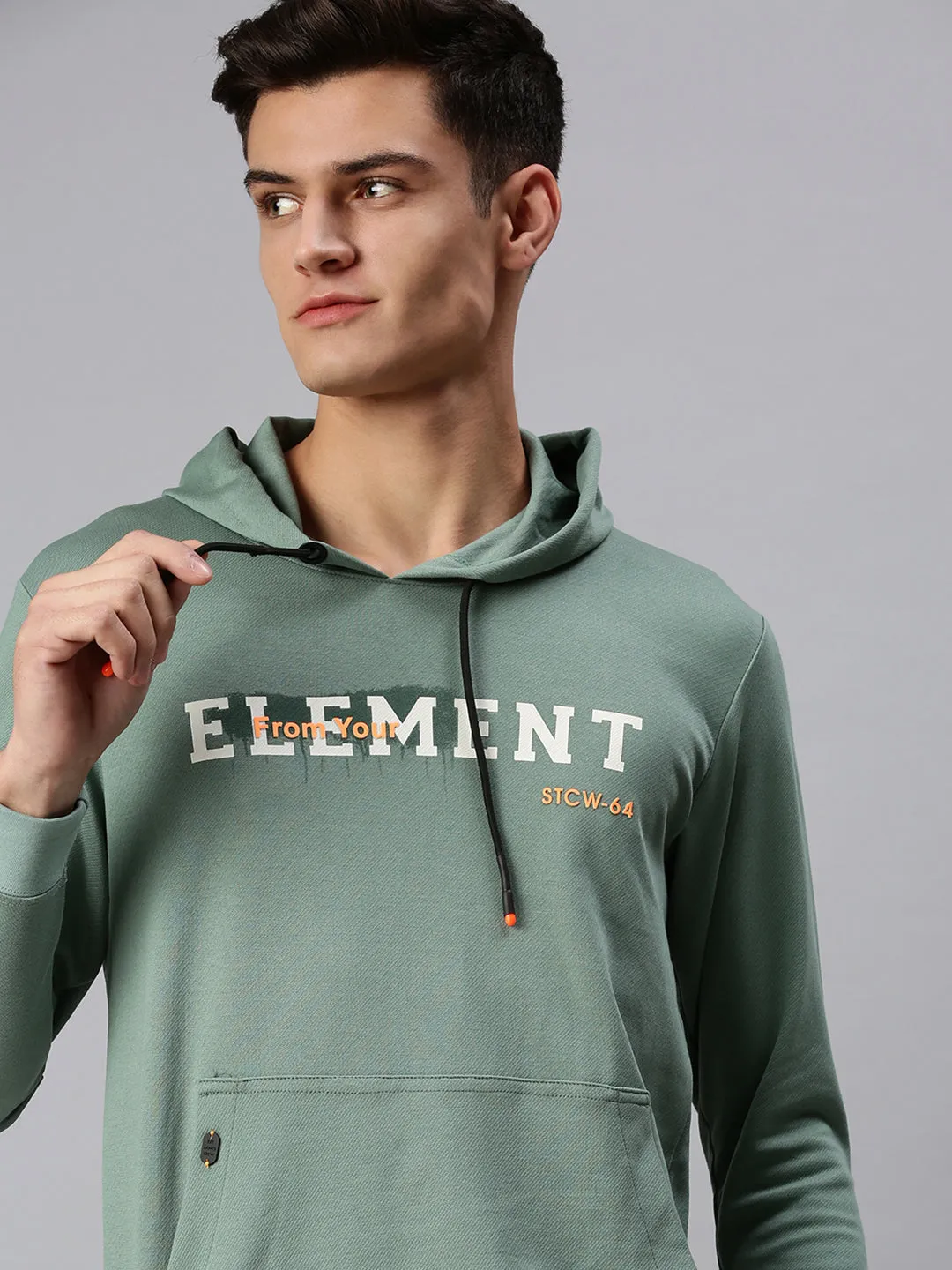 Men Hooded Green Sweatshirt