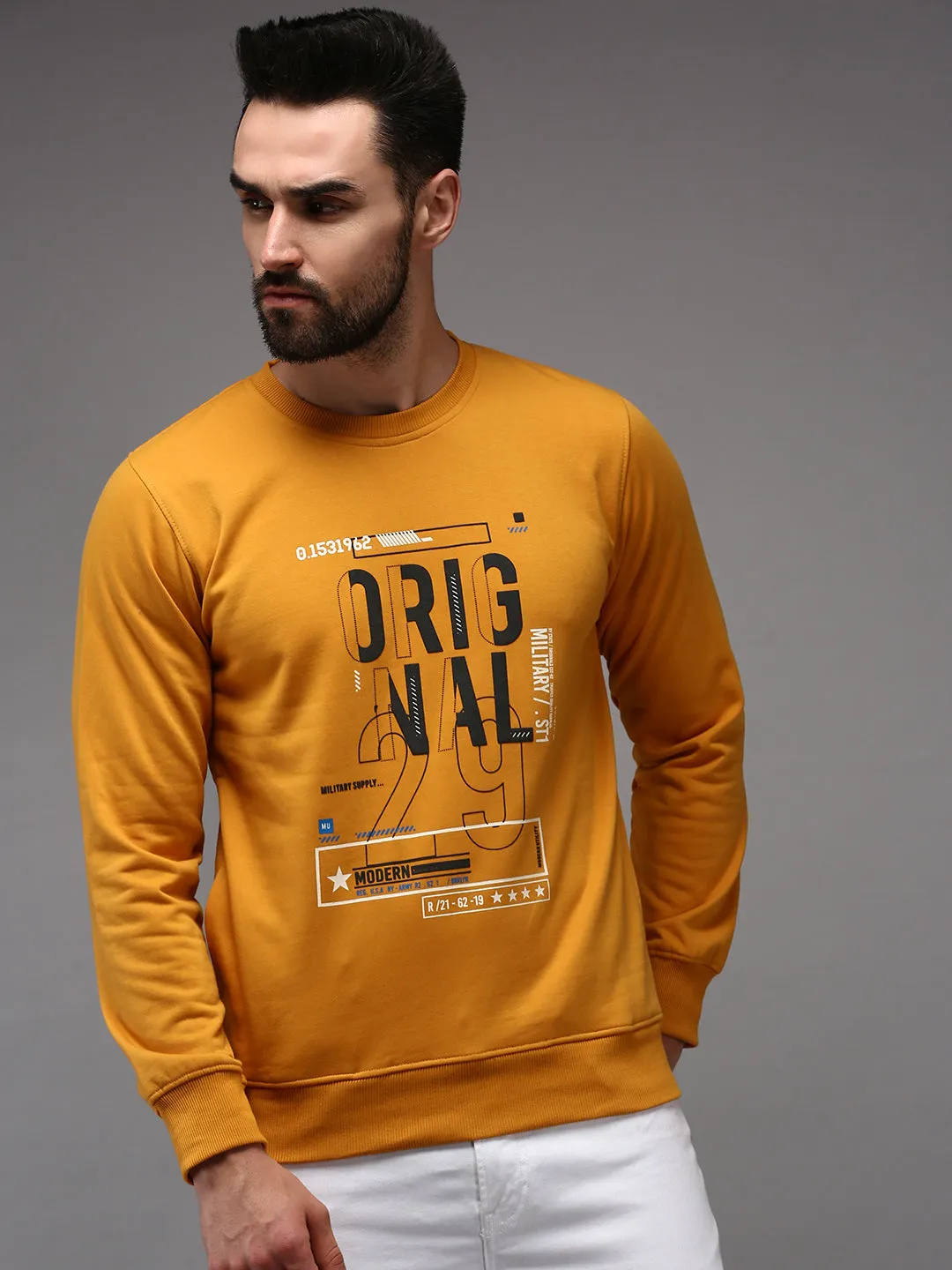 Men Yellow Printed Sweatshirt