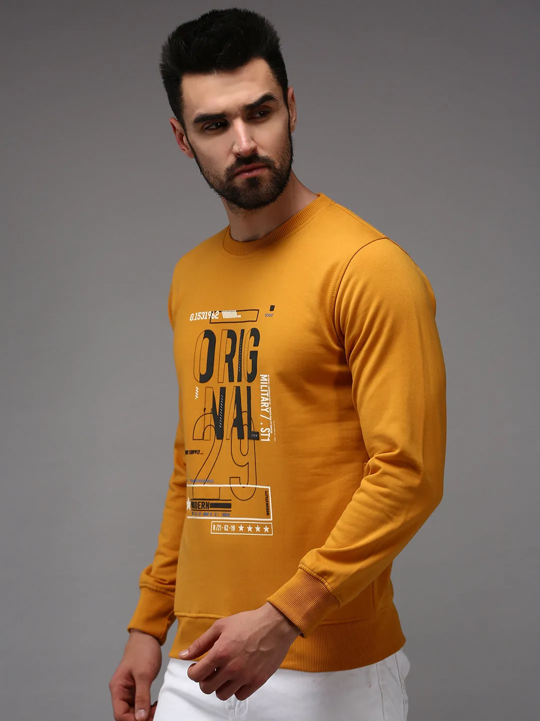 Men Yellow Printed Sweatshirt