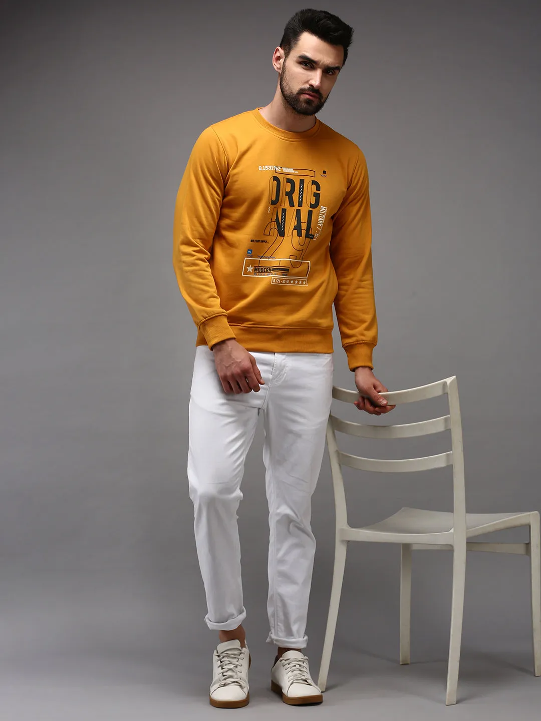 Men Yellow Printed Sweatshirt