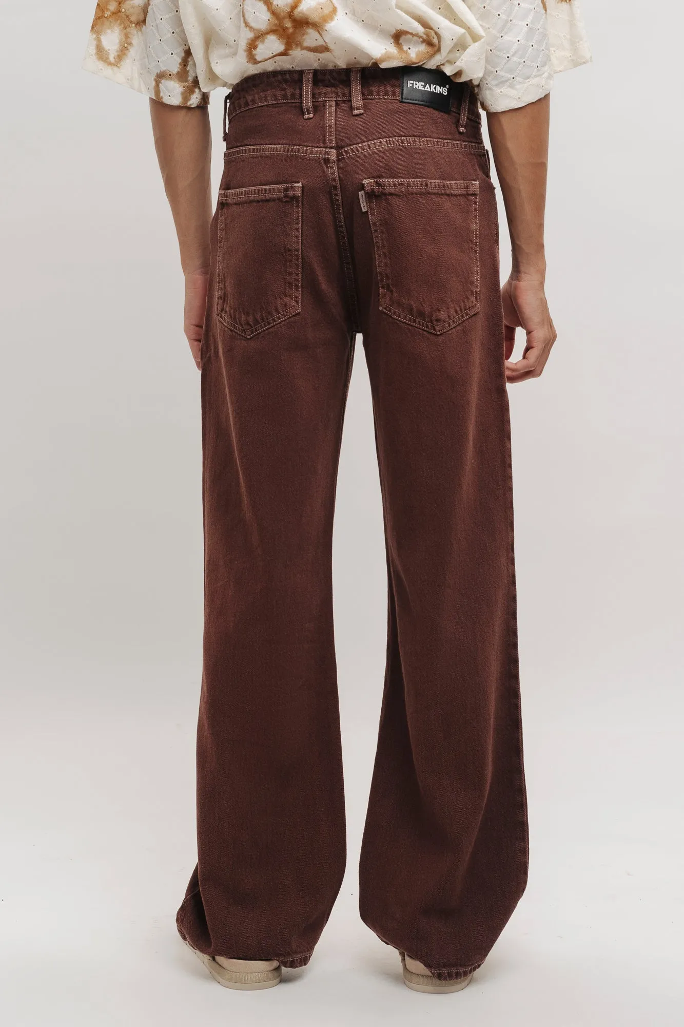 Men's Brown Relaxed Straight Jeans