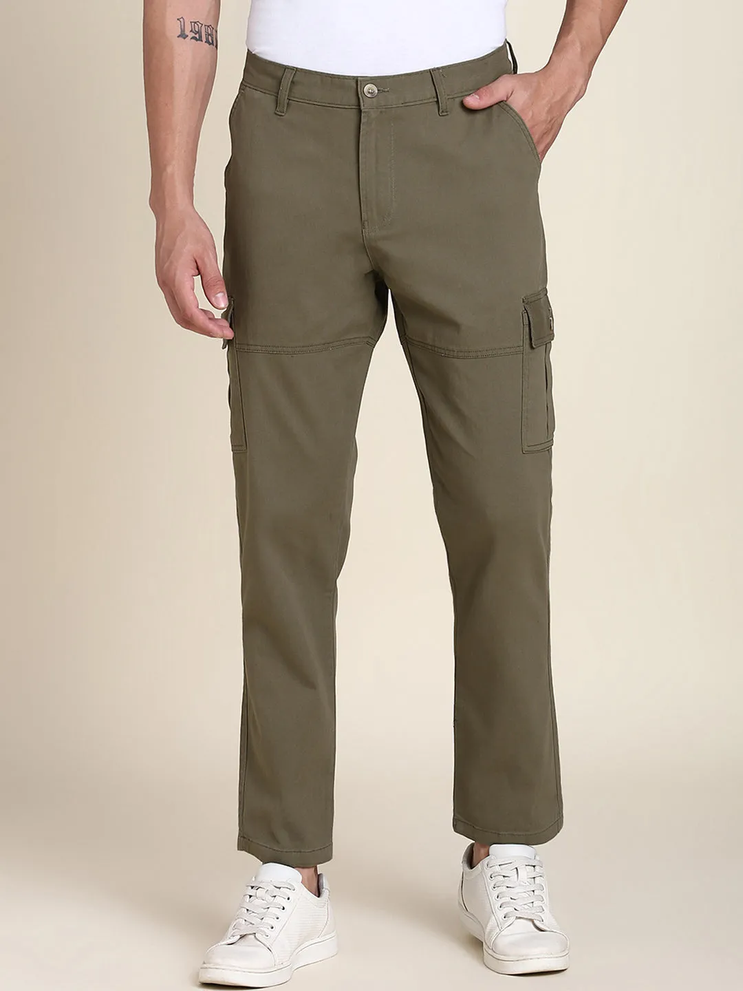 Men's Dark Olive Solid Cargo