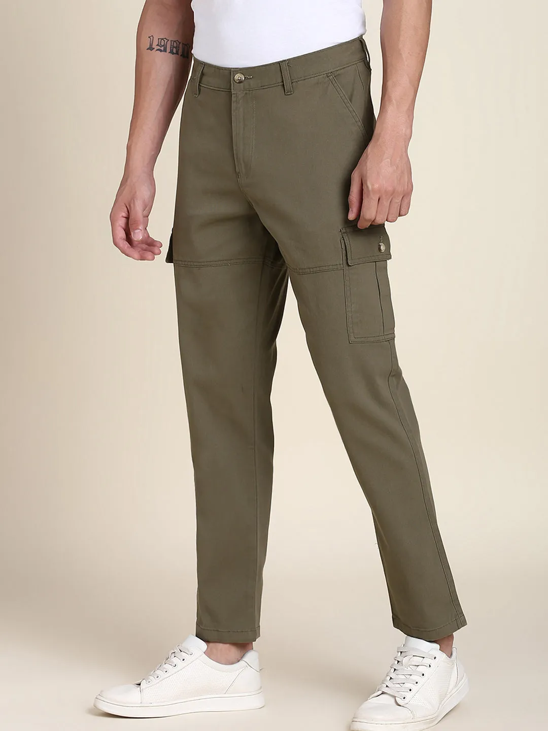 Men's Dark Olive Solid Cargo