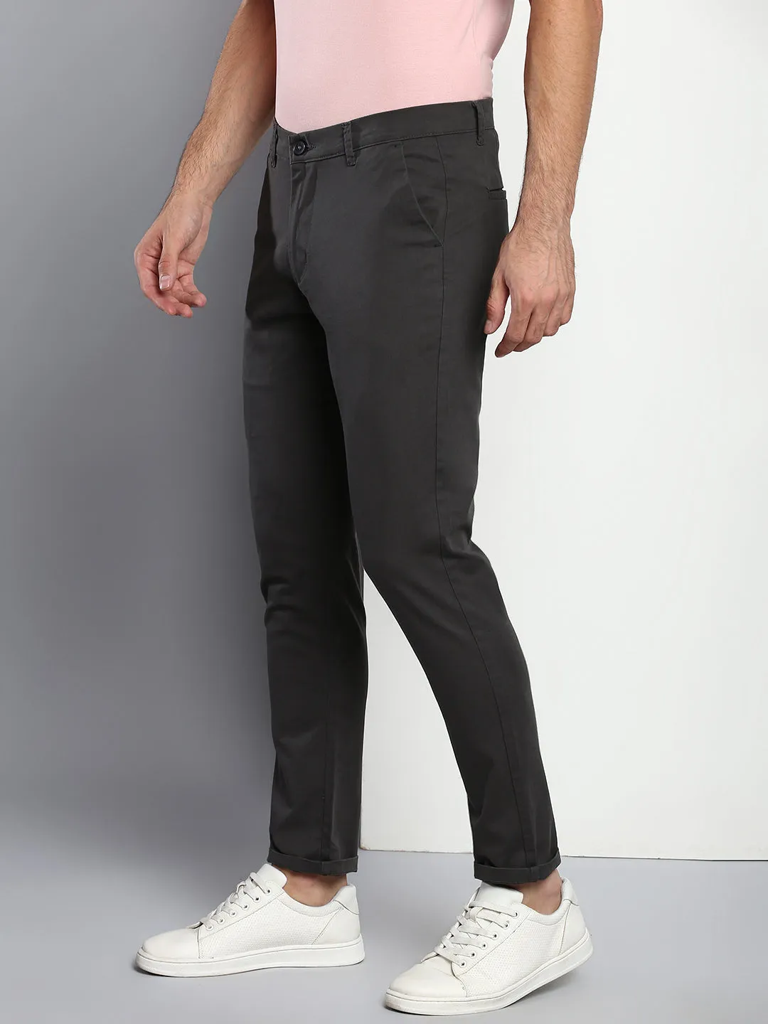 Men's Tapered Fit Cotton Chinos (Charcoalgrey)