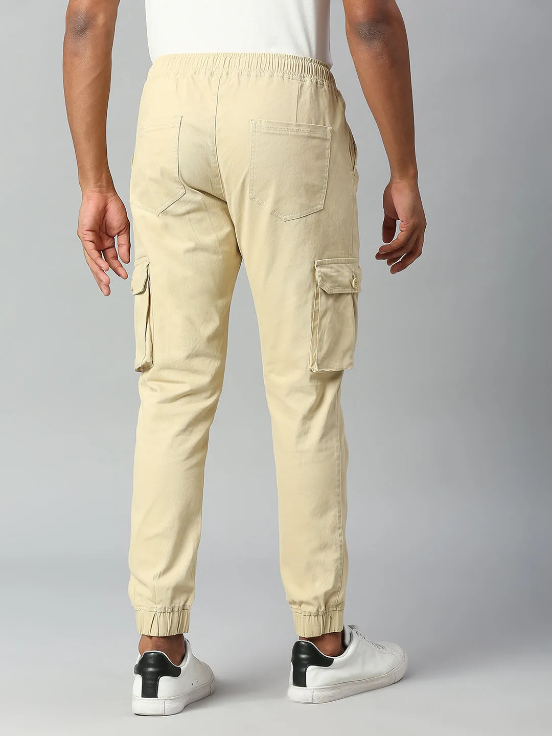 Men's Tapered Fit Cotton Joggers (Light Khaki)