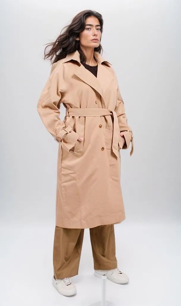 o194908-LONG TRENCH COAT - BEIGE