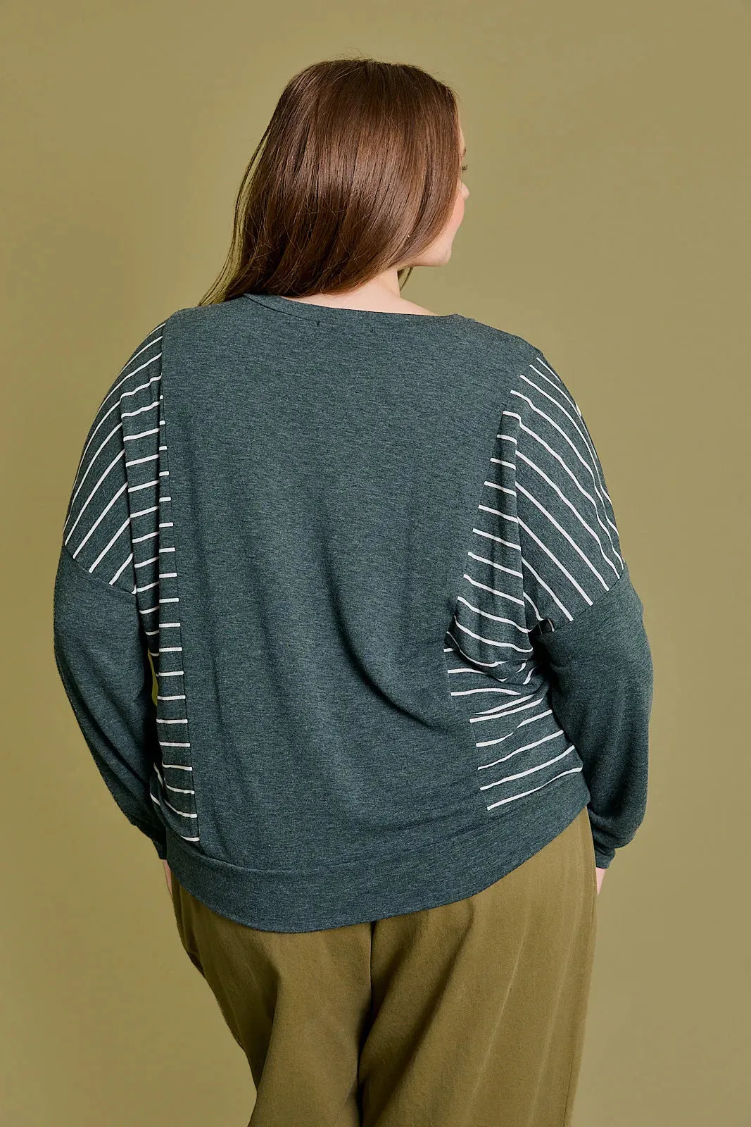 Plus Size Striped Long Sleeve Sweatshirt