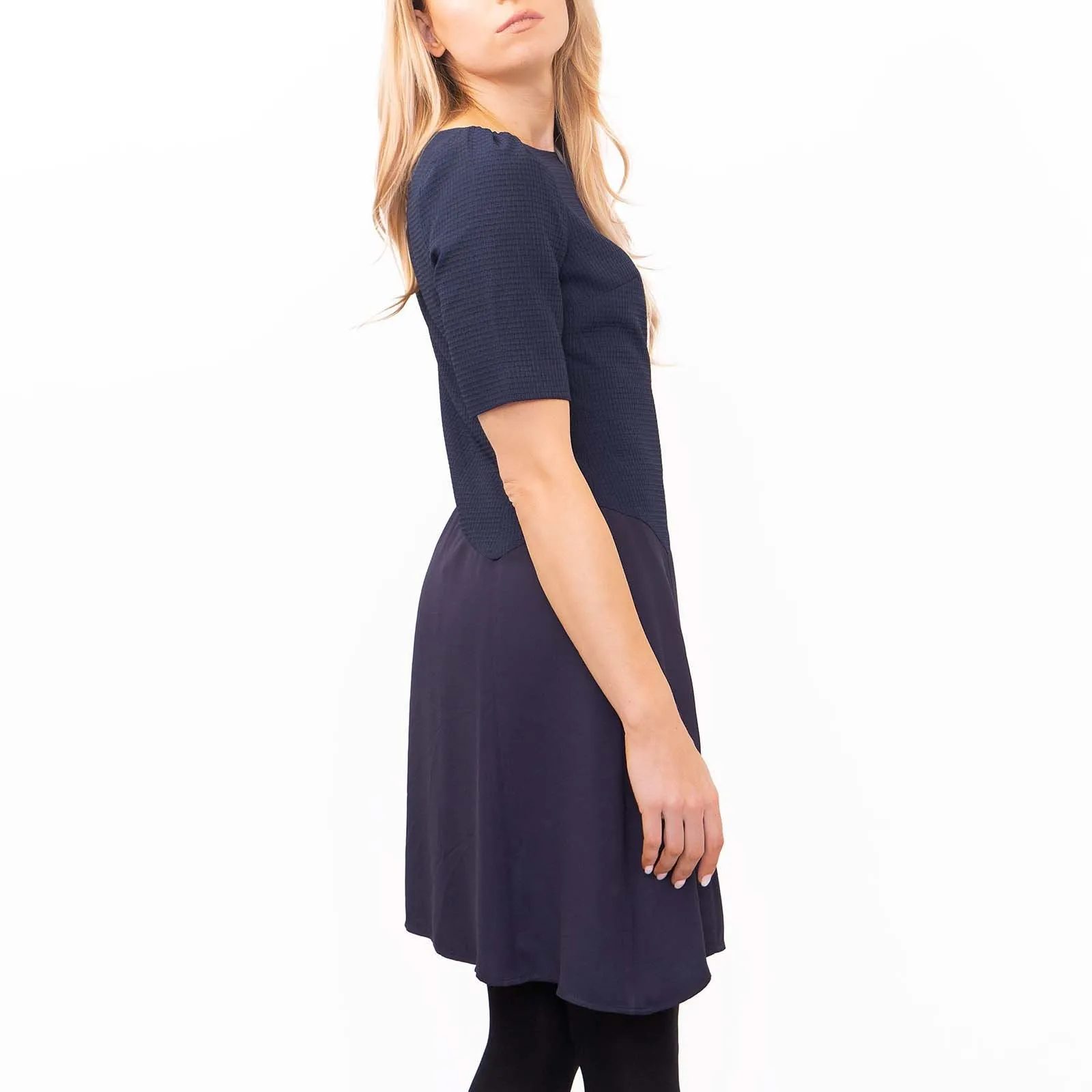 Reiss Zila Navy Textured Jersey Short Dress