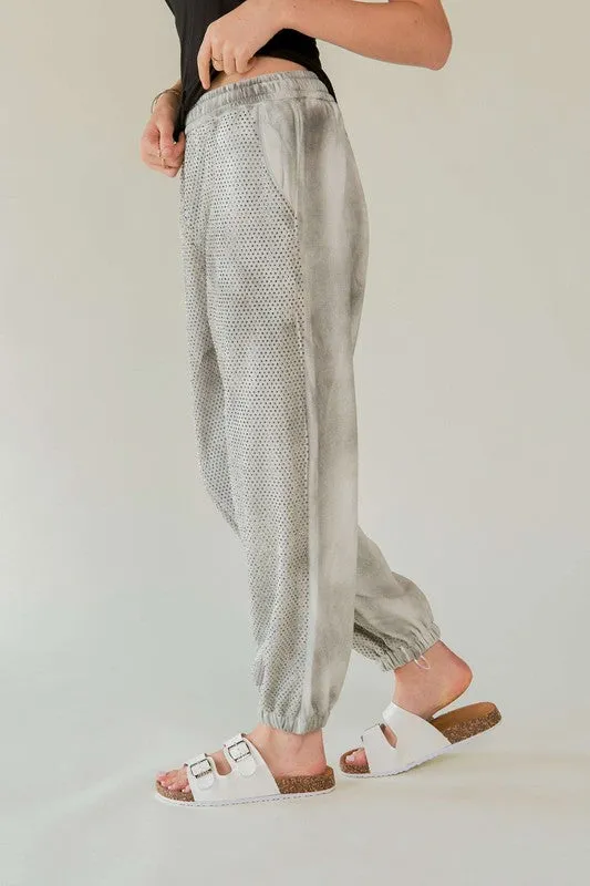 Rhinestone Joggers - Light Gray