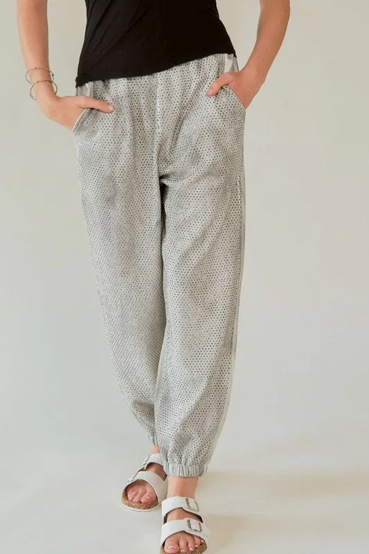 Rhinestone Joggers - Light Gray