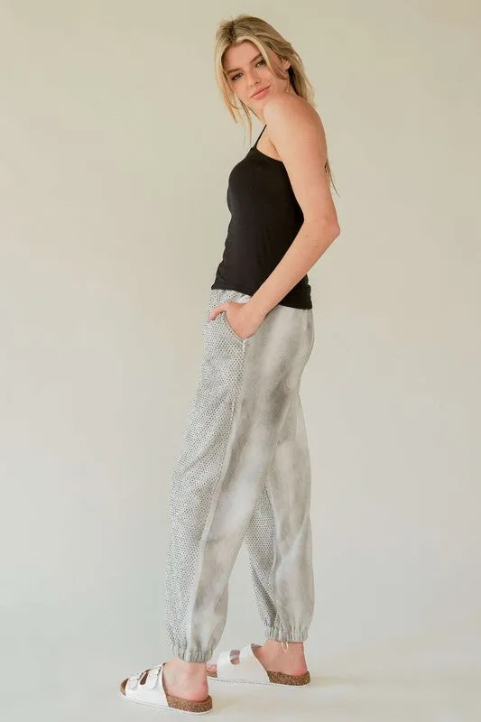 Rhinestone Joggers - Light Gray