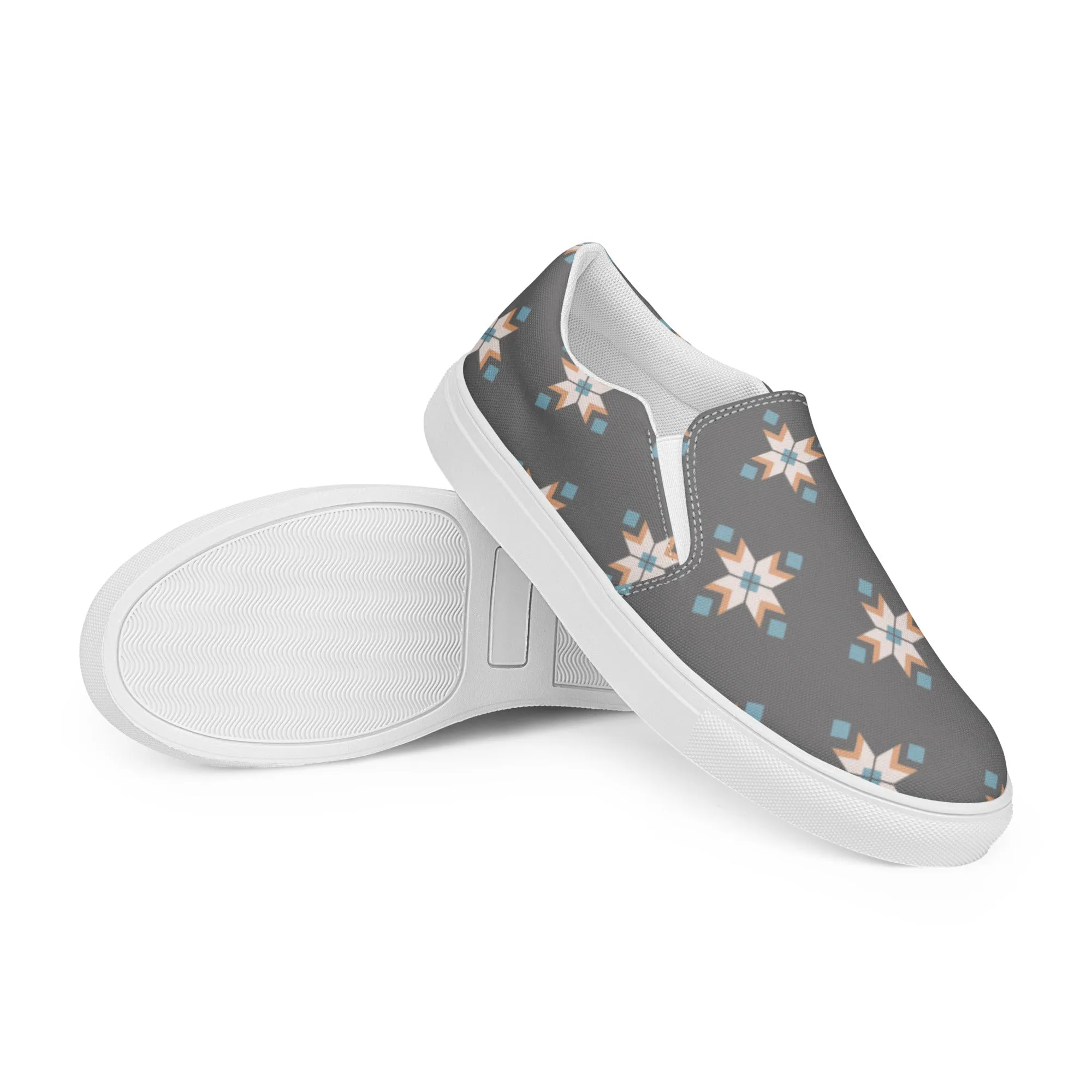 TCB Gray Tribal slip on shoes