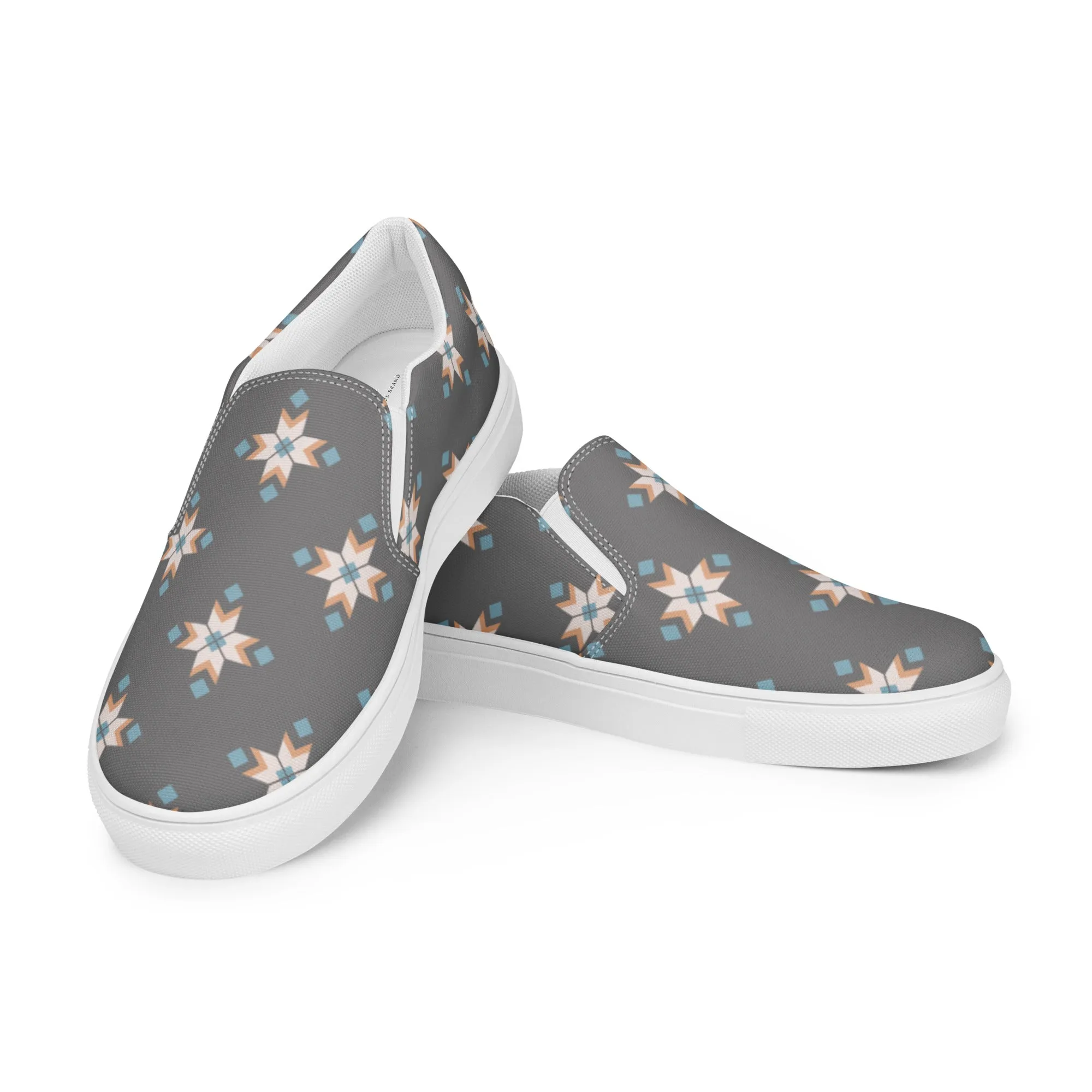 TCB Gray Tribal slip on shoes