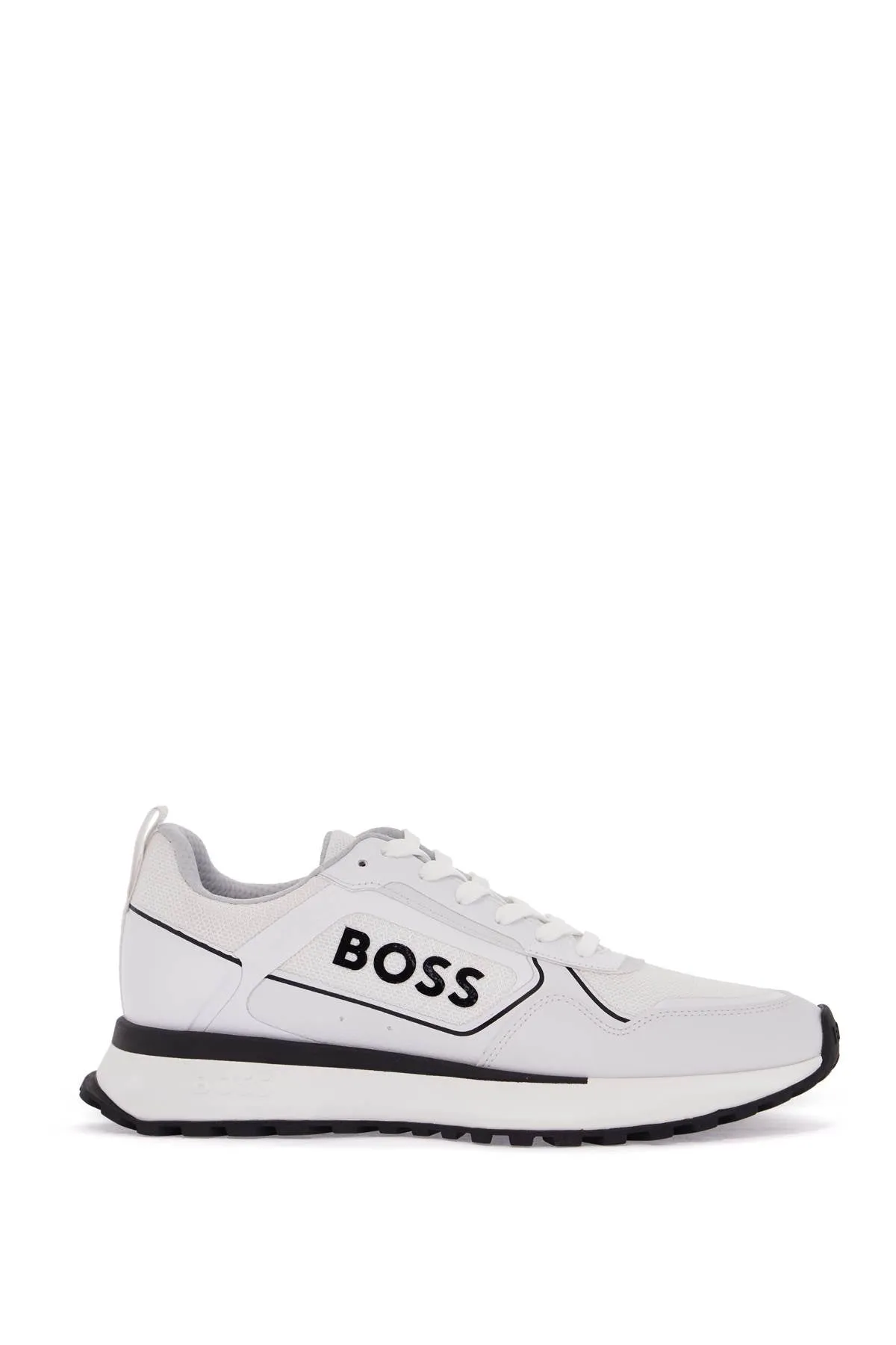 White Sneakers With Black Details And Tank Sole For Men