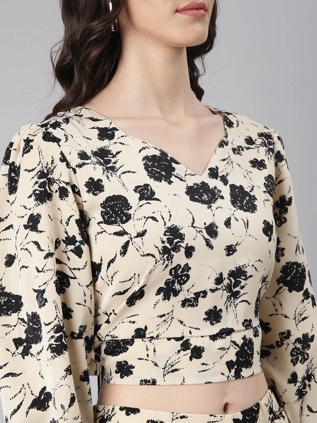 Women Beige Printed Co-Ords