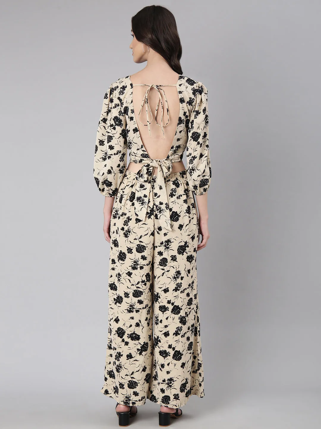 Women Beige Printed Co-Ords