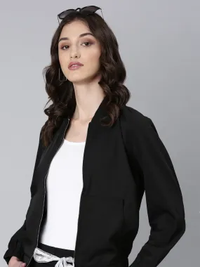 Women Black Solid Tracksuit