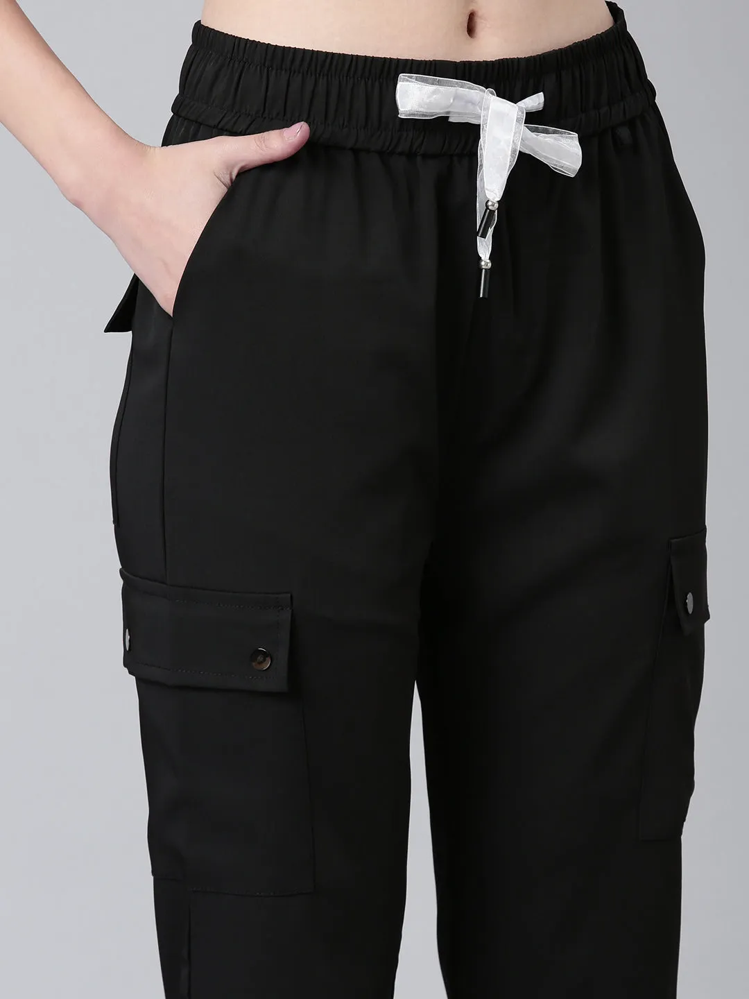 Women Black Solid Tracksuit