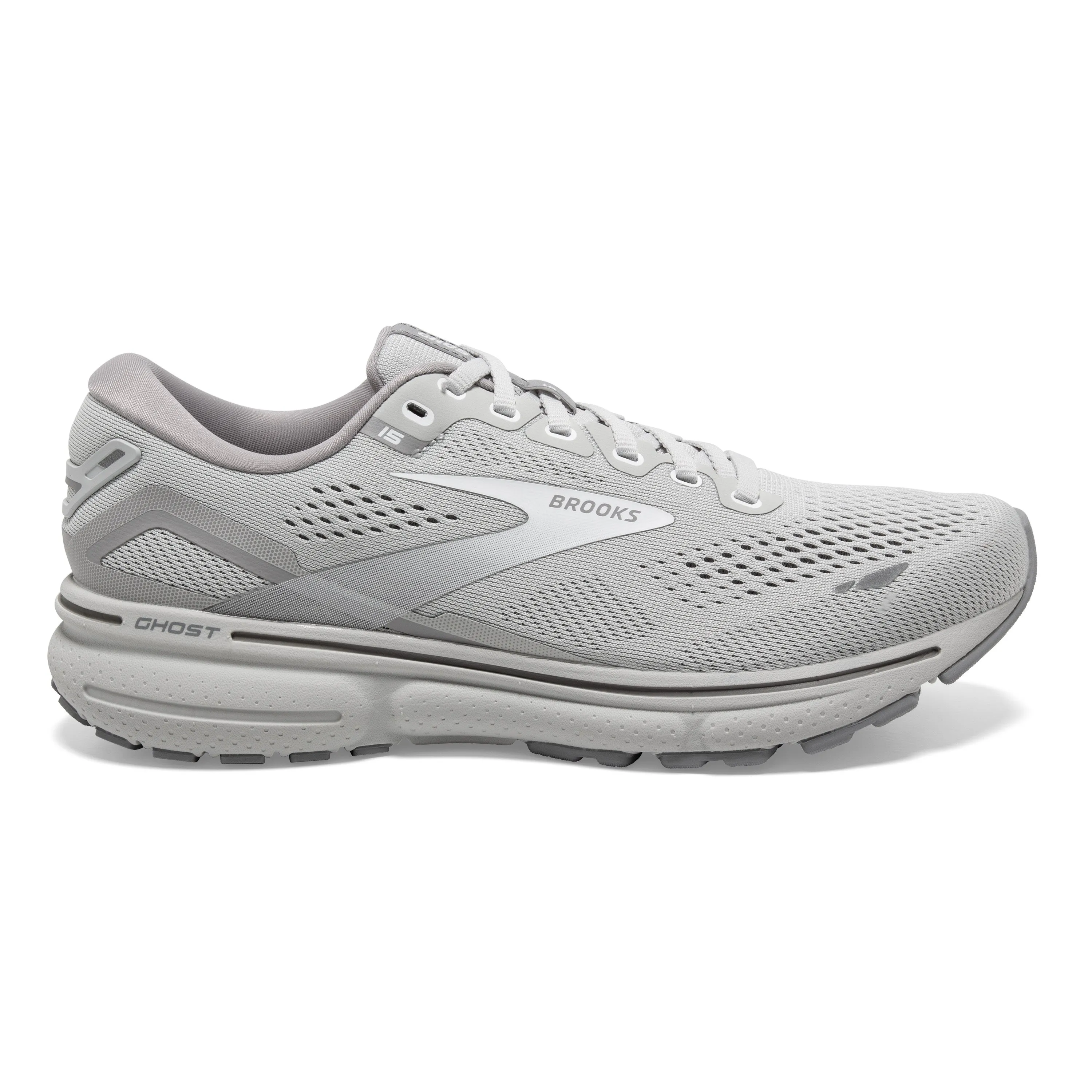 Women's Brooks Ghost 15 1203801B112 Color: Oyster/Alloy/White