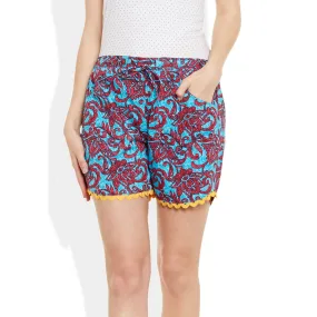 Womens Cotton Printed Beach Shorts Summer Pants Indian Small Size, W-CSRTS-2821