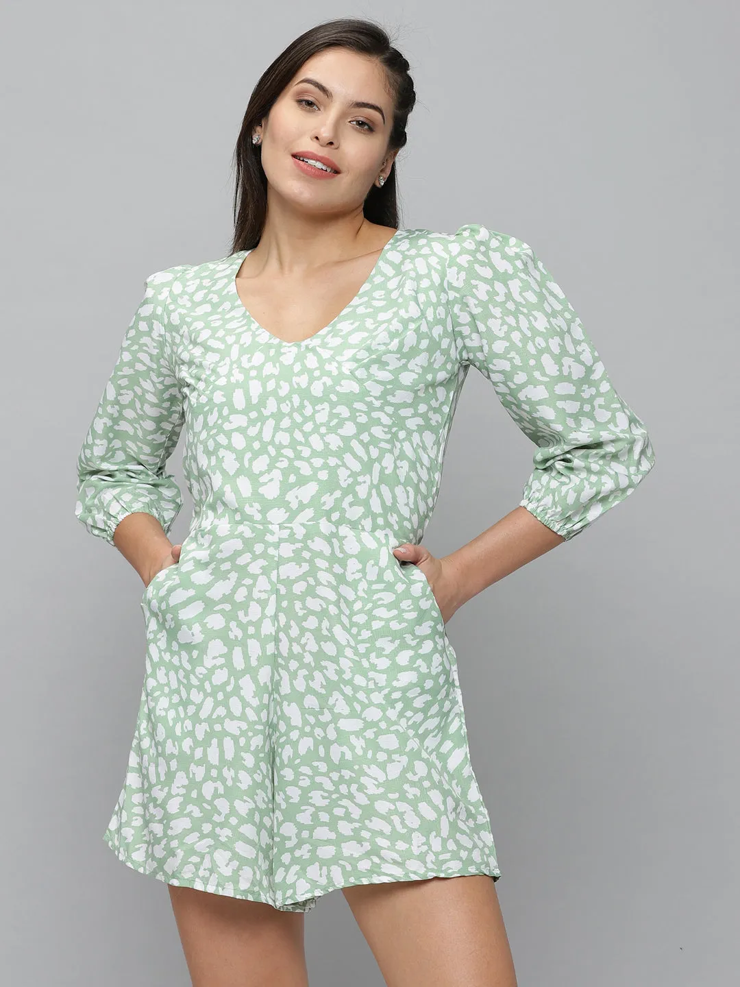 Women's Green Printed  Jumpsuit